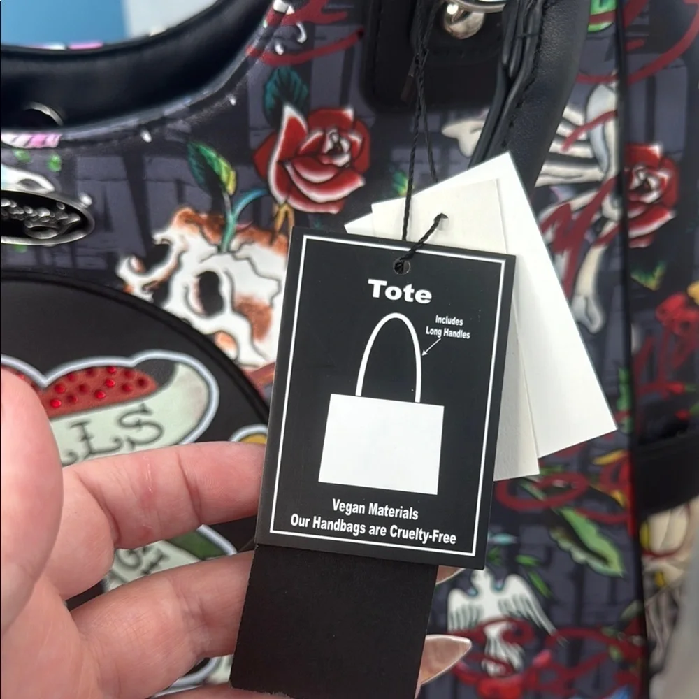 Ed Hardy Black and Red Shoulder Bag with Tattoo-Inspired Design